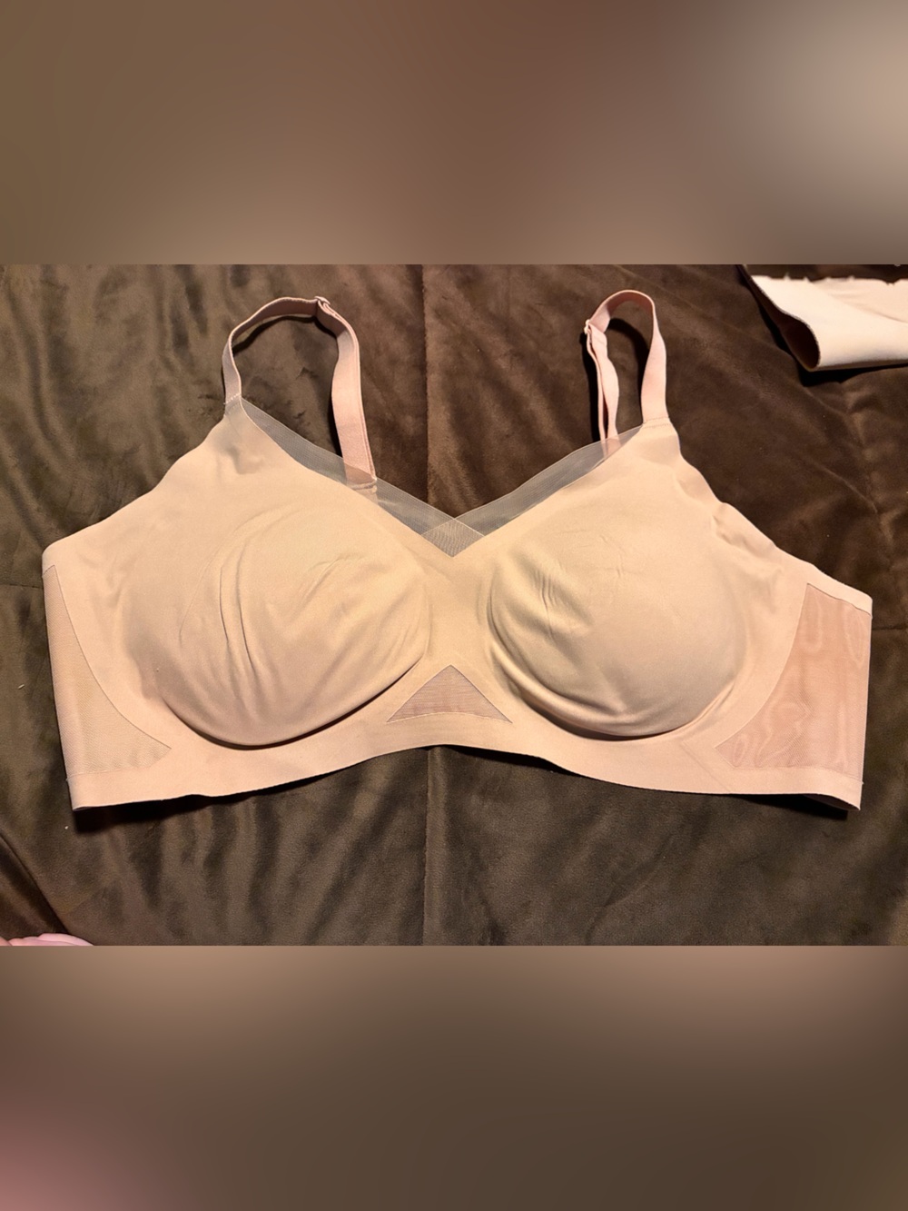 Honeylove Nude Wirefree Seamless Bra with Mesh, size XL